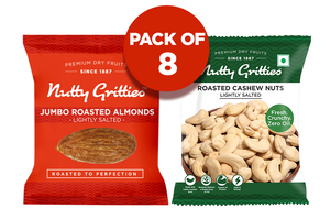 Roasted Almonds, Roasted Cashews Combo Pack ( Pack of 8 )  - 360g
