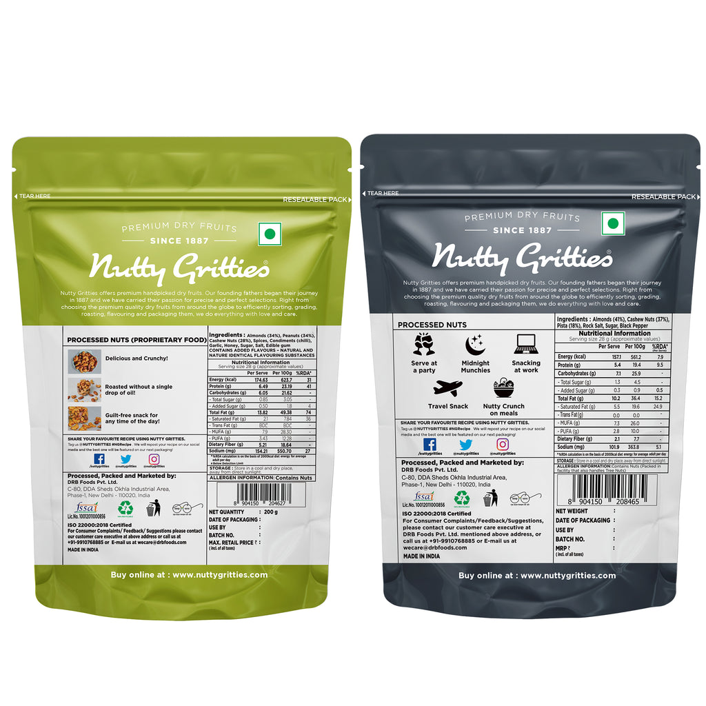 Smoked Cocktail Mixed Nuts, Thai Chilli Blend Combo pack - 400g