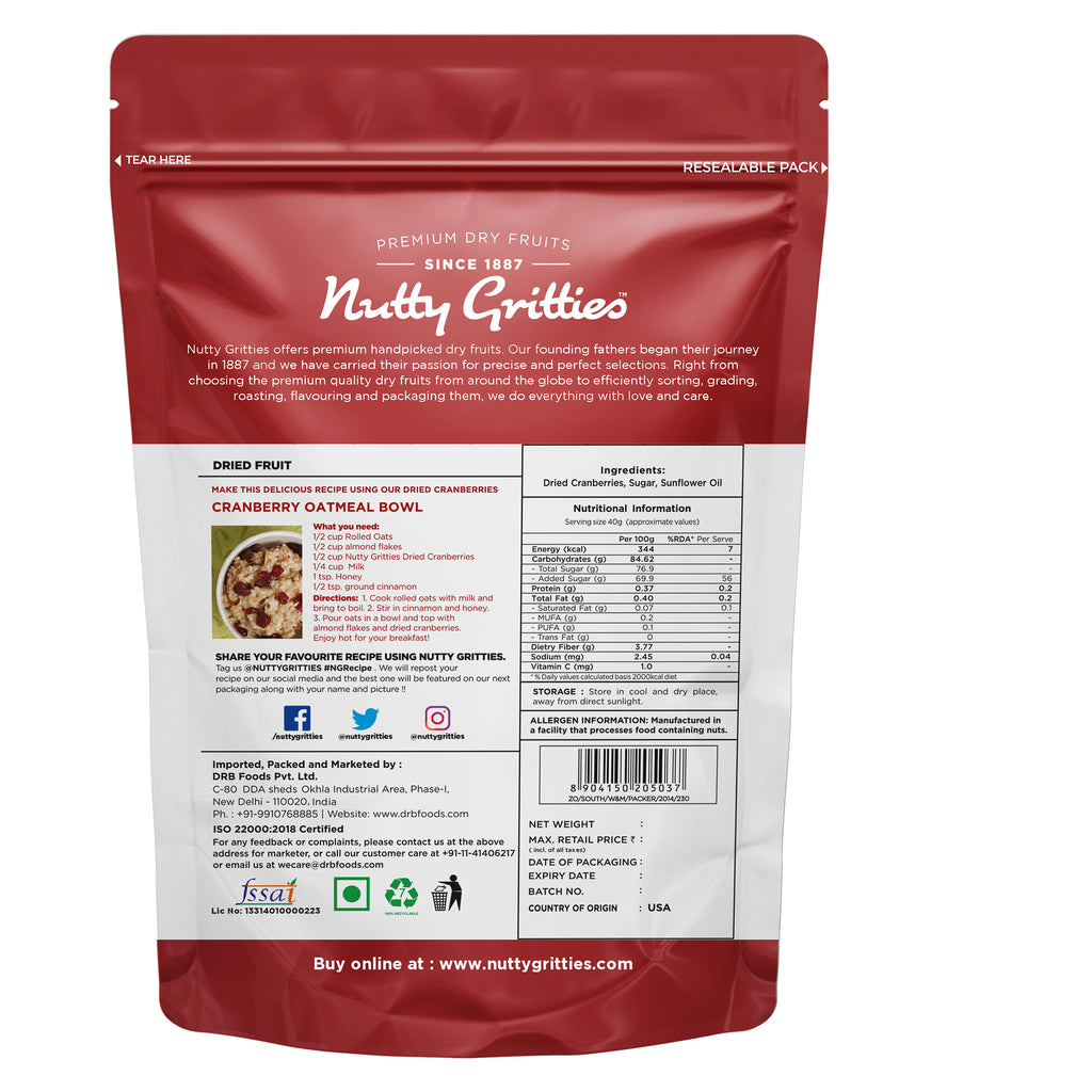 US Dried & Sliced Cranberries ( Pack of 2 x 200g  ) - 400g