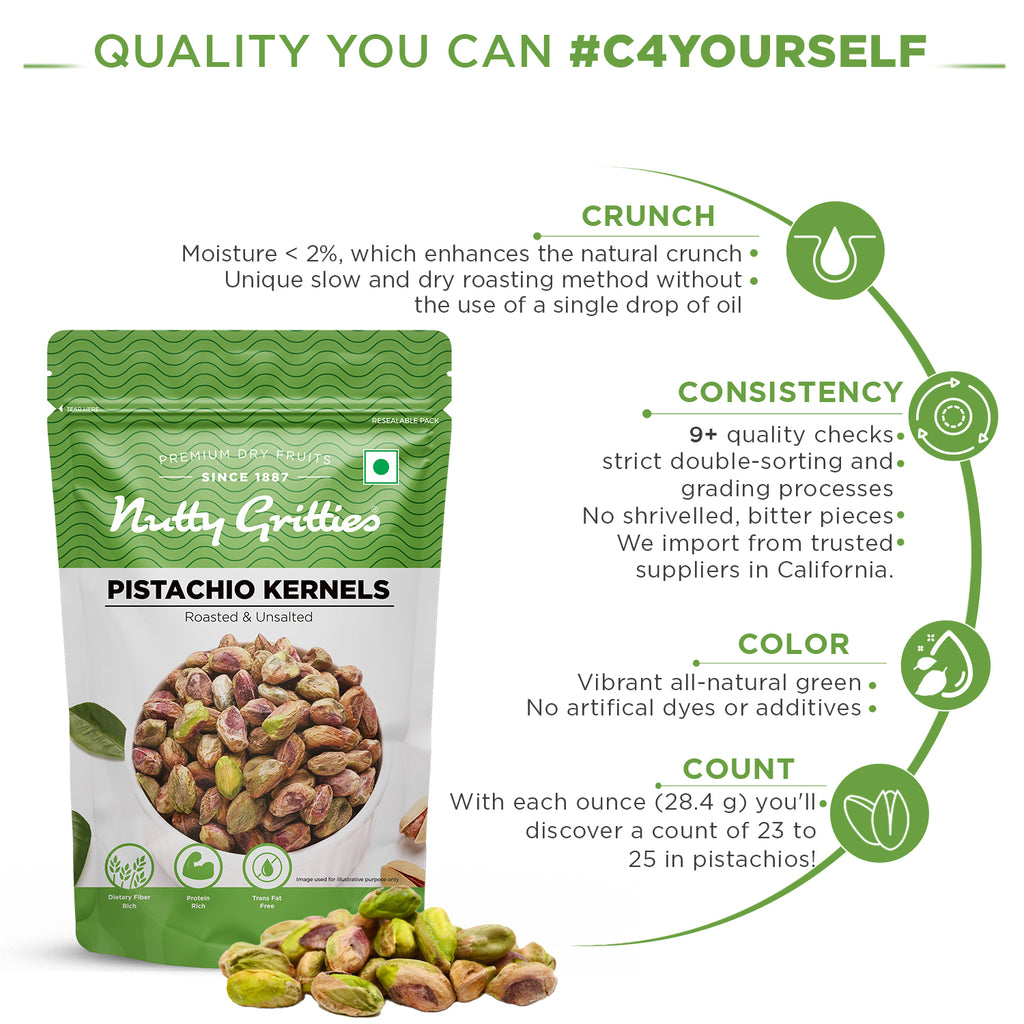Pistachio  Kernels Roasted Unsalted - 100g