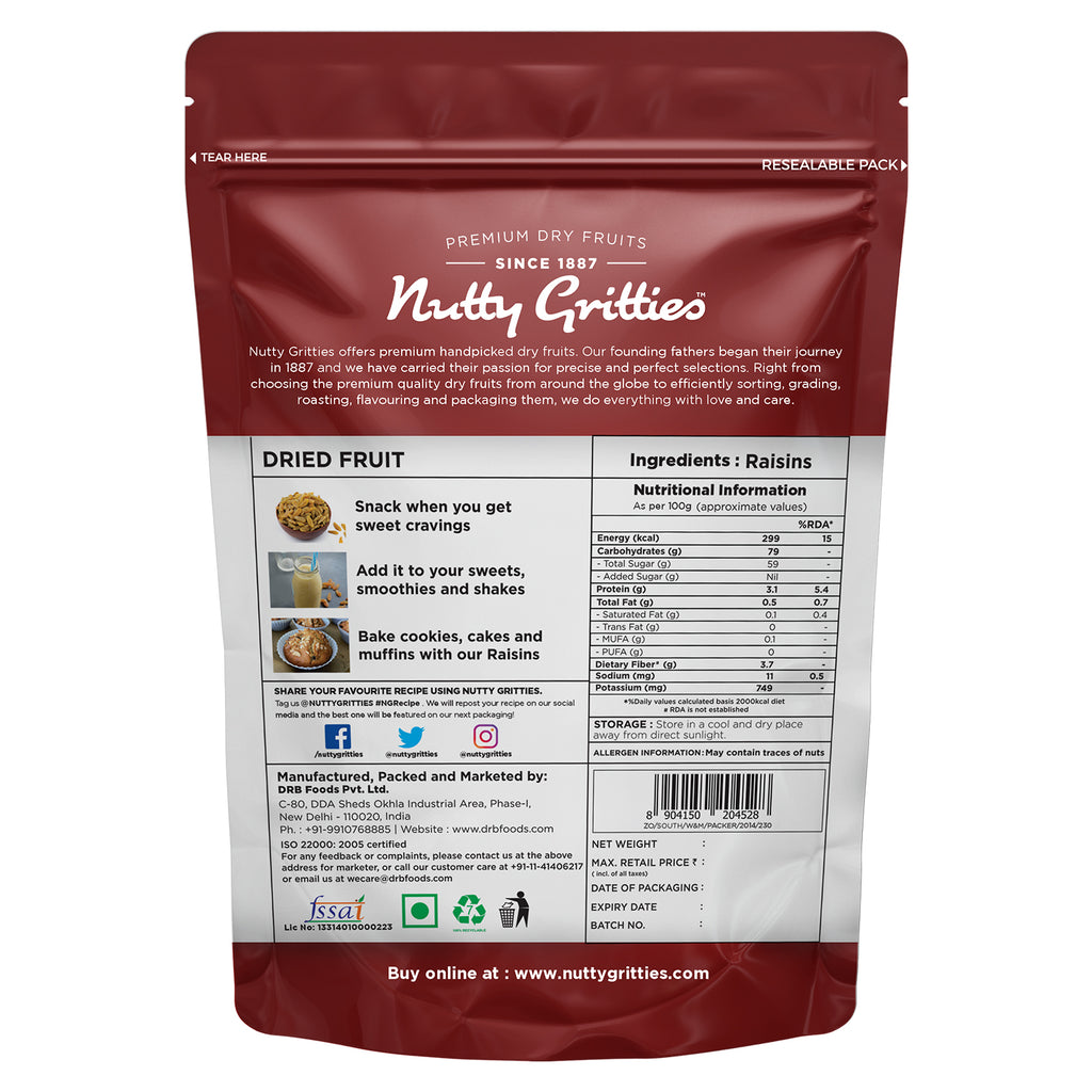 Indian Long Raisins (Pack of 5, 200 g Each ) 1kg
