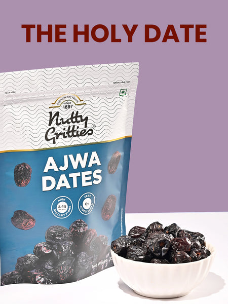 Nutty Gritties Ajwa Dates | Naturally Sweet, Soft Texture | Pack of 2 x 350g Each - 700g
