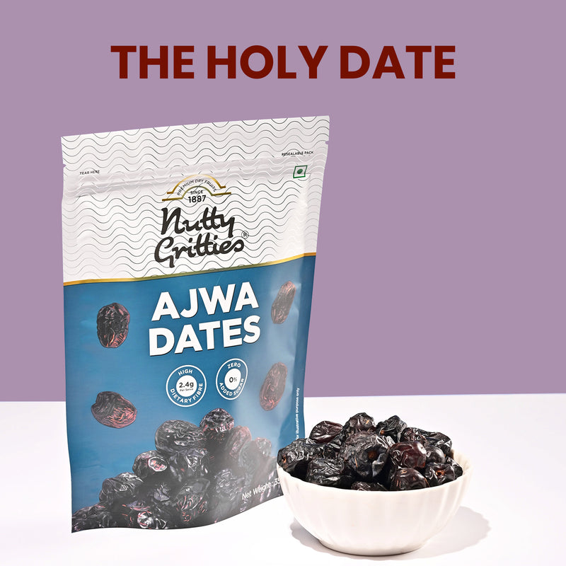 Nutty Gritties Ajwa Dates | Naturally Sweet, Soft Texture | Pack of 5 x 350g Each - 1.75Kg