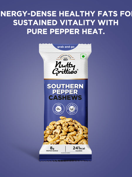 Southern Pepper Cashews | Black Pepper Flavoured Roasted Cashews | 40 g