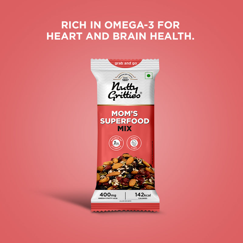 Mom’s Superfood Mix | Nuts, Seeds & Dried Berries | Grab & Go Pack | 28 g