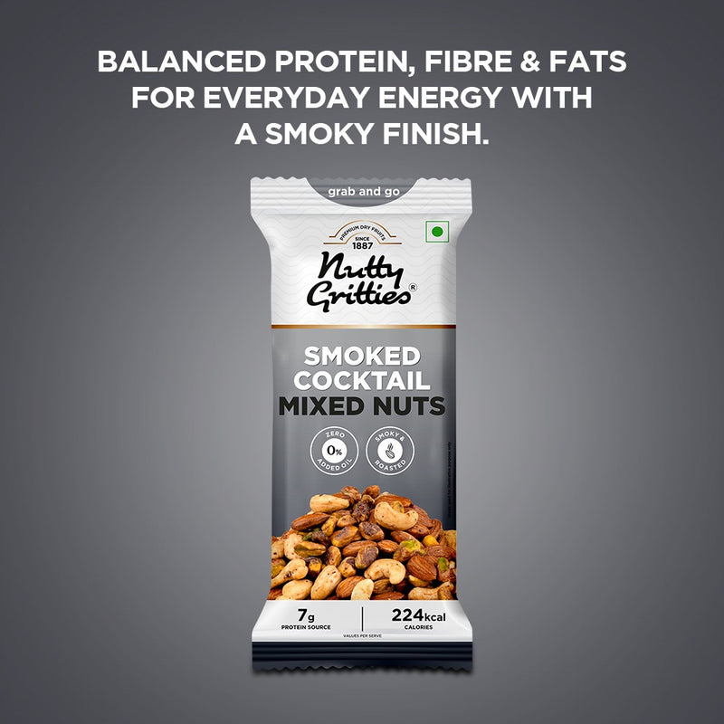 Smoked Cocktail Mixed Nuts | Smoked Flavour Almonds, Cashews & Pistachios | 40 g