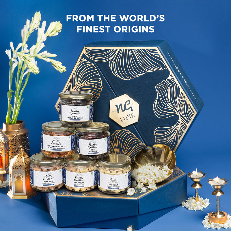 Nutty Gritties LUXE EDITION | Luxury Dry Fruit Gift Hamper with Brass-Finish Bowl