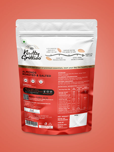 Roasted Almonds, lightly salted -  200g