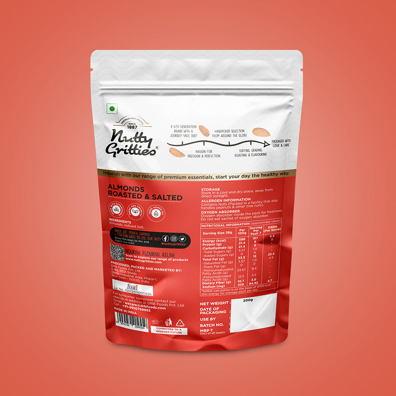 Roasted Almonds, lightly salted -  200g