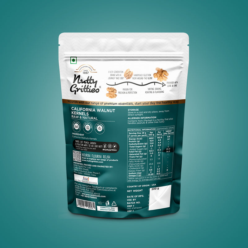 California Walnut Kernels 800gm (Pack of 4 x 200gm)