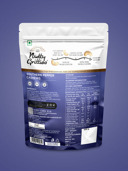 Southern Pepper Cashew Zero Breakage Nuts - 200g