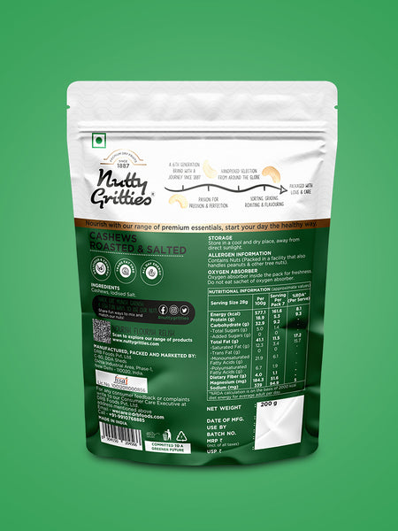 Salted Roasted Cashews, lightly salted Premium Jumbo size - 200g