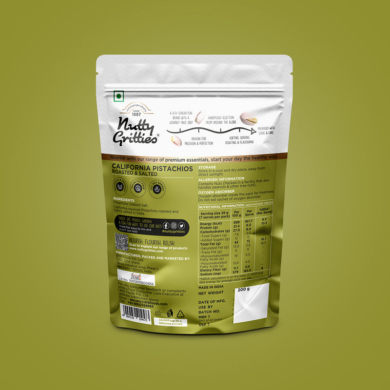 California Pistachios Roasted & Lightly salted (Pack of 4 x 200g  Each) -800g