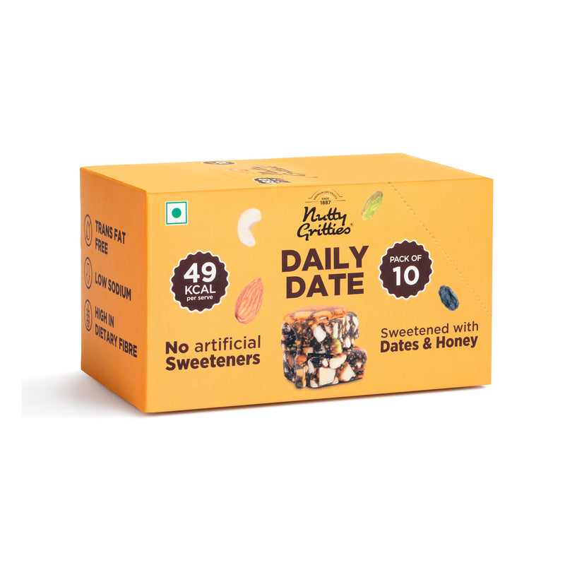 Nutty Gritties Daily Date – Guilt-Free Indulgent Snack (Pack of 10)
