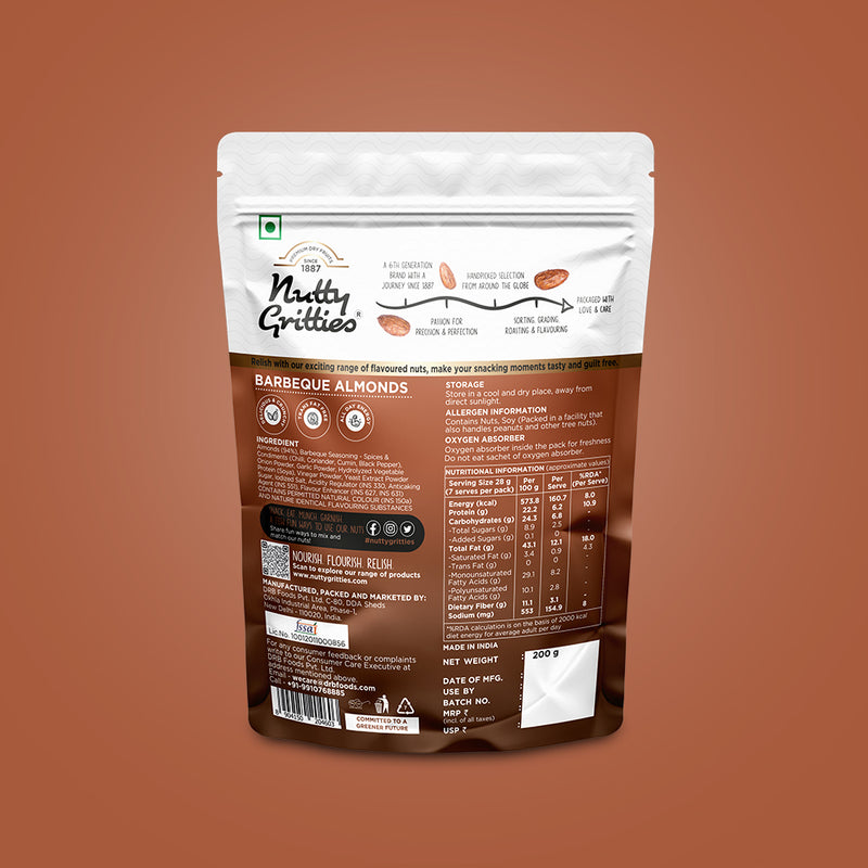 Barbeque Almonds ( Pack of 2 x 200g Each  ) - 400g