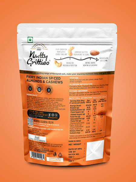 Fiery Indian Spiced  Almonds & Cashews 180g