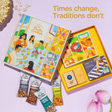Rakhi Celebration Hamper for brother (7 inclusions)- Thai Chilli Blend 40g, Smoked Cocktail Mixed Nuts 40g, Daily Nuts 35g, Barbeque Almonds 40g, SoxyToes Socks, with Plantable Seed Rakhi & Roli Chawal Chandan Mishri Set