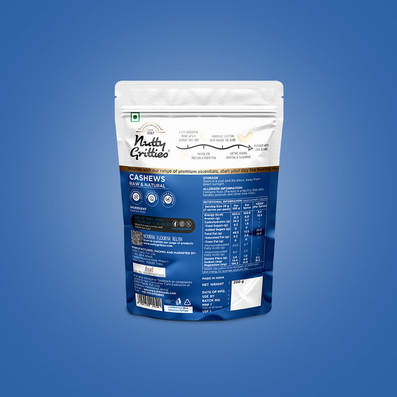 Cashew Nuts W240 (Pack of 2 x 200 g Each ) - 400g