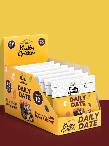 Nutty Gritties Daily Date – Guilt-Free Indulgent Snack (Pack of 10)