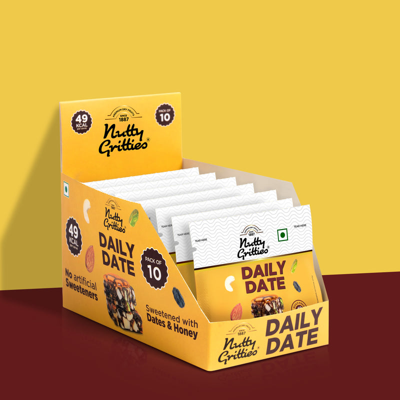 Nutty Gritties Daily Date – Guilt-Free Indulgent Snack (Pack of 10)