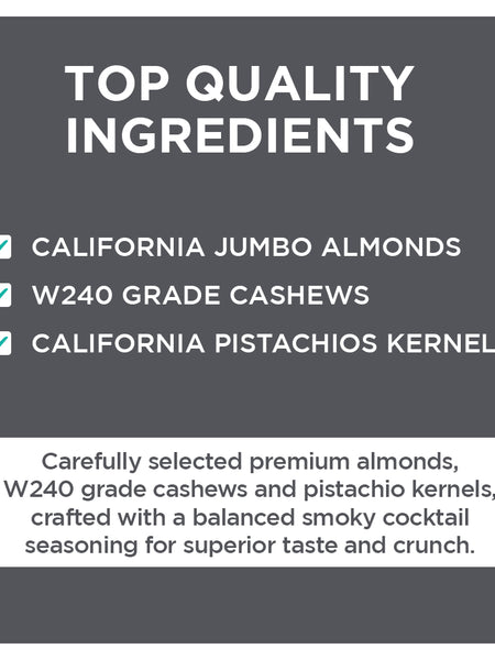 Smoked Cocktail Mixed Nuts | Smoked Flavour Almonds, Cashews & Pistachios | 40 g
