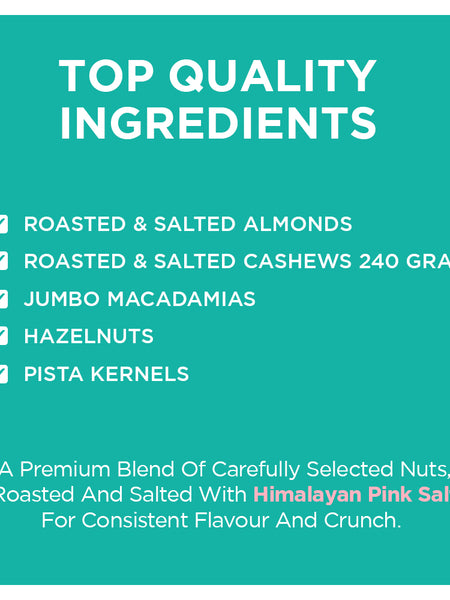 Daily Nuts | Roasted Mixed Nuts with Himalayan Pink Salt | Oil-Free Roasted | 200 g