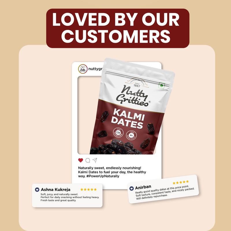 Nutty Gritties Kalmi Dates | Naturally Sweet, Soft & Juicy | Pack of 2 x 350g Each - 700g