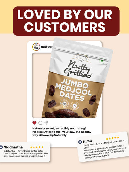 Nutty Gritties Medjool Dates | Large, Soft & Naturally Sweet | Pack of 2 x 350g Each - 700g