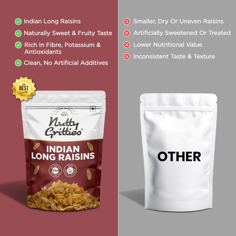 Indian Long Raisins | Naturally Sweet & Fruity | 200 g