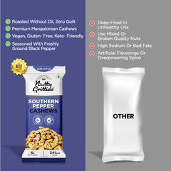 Southern Pepper Cashews | Black Pepper Flavoured Roasted Cashews | 40 g