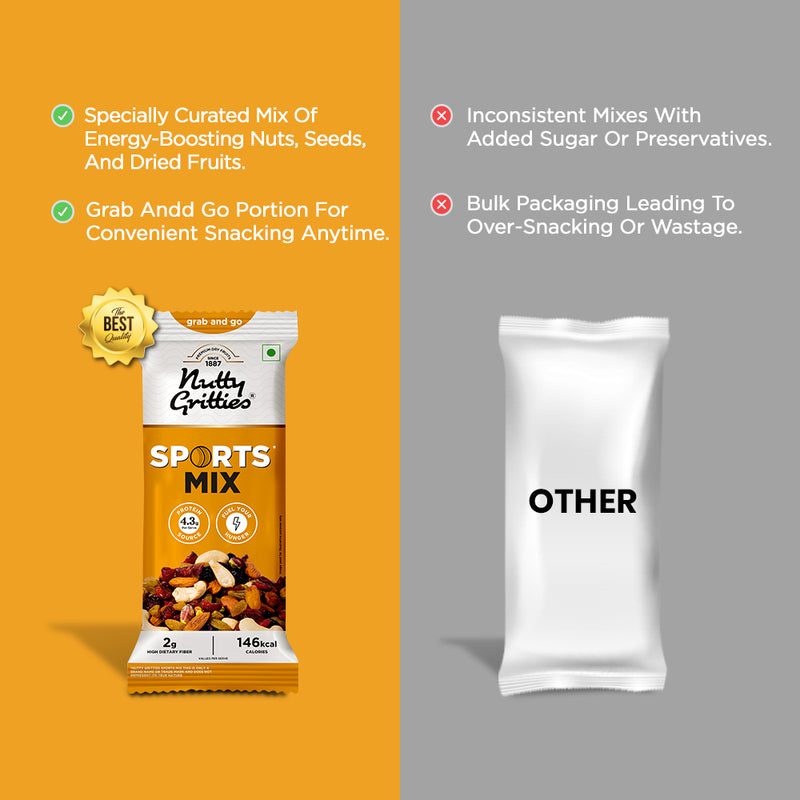 Sports Mix | Roasted Nuts & Dried Berries | Grab & Go Pack | 40 g