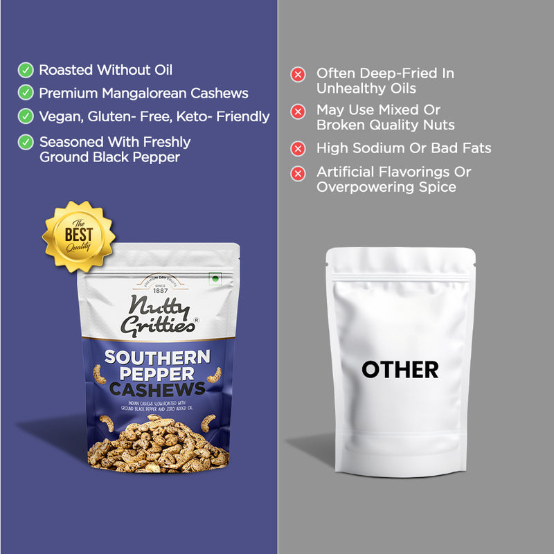 Southern Pepper Cashew Zero Breakage Nuts - 200g