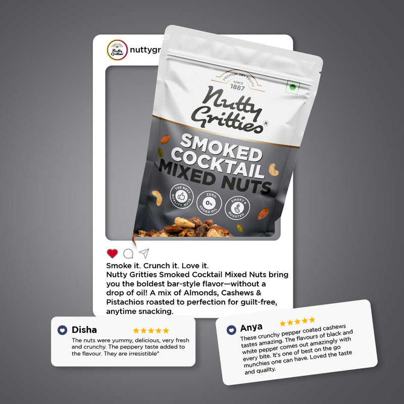 Smoked Cocktail Mixed Nuts, Thai Chilli Blend Combo pack - 400g
