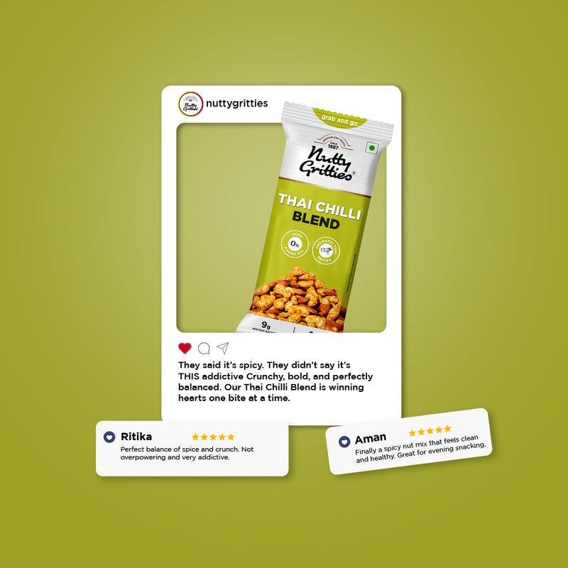 Thai Chilli Blend Trail Mix | Spicy Roasted Almonds, Cashews & Peanuts | 40 g