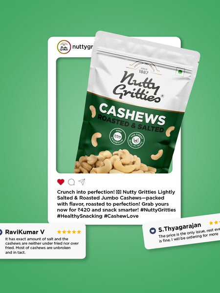 Salted Roasted Cashews, lightly salted Premium Jumbo Size ( Pack of 5 x 200g  )- 1kg