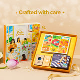 Rakhi Celebration Hamper for brother (7 inclusions)- Thai Chilli Blend 40g, Smoked Cocktail Mixed Nuts 40g, Daily Nuts 35g, Barbeque Almonds 40g, SoxyToes Socks, with Plantable Seed Rakhi & Roli Chawal Chandan Mishri Set