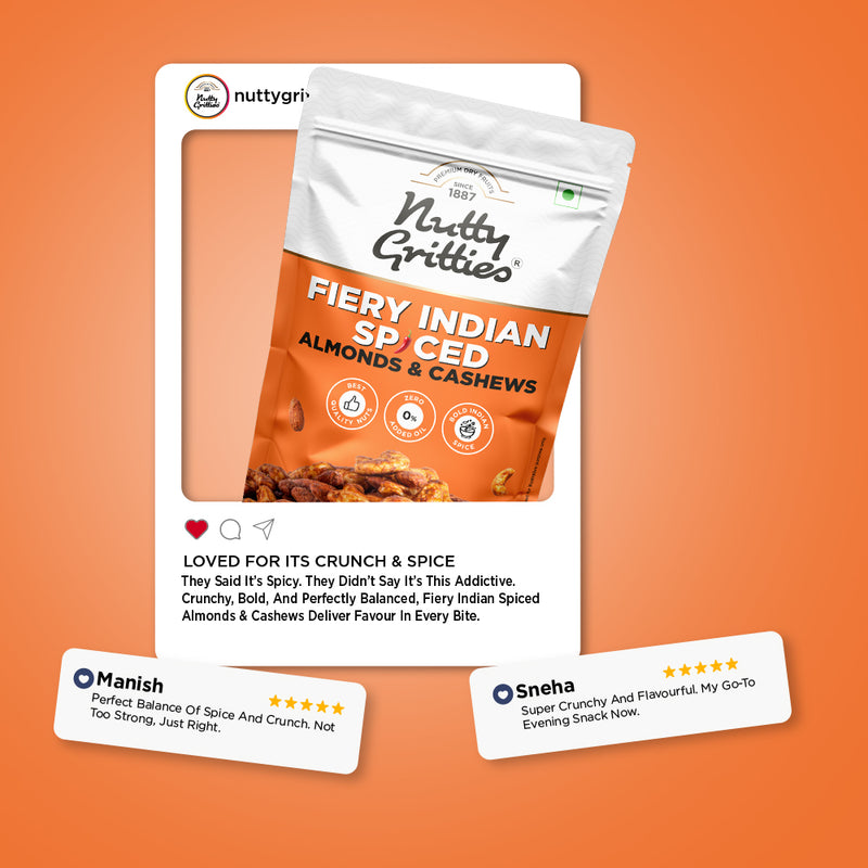 Fiery Indian Spiced  Almonds & Cashews 180g