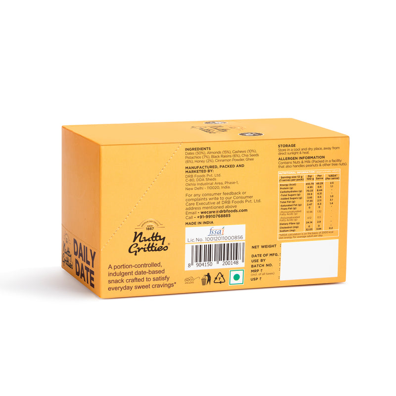 Nutty Gritties Daily Date – Guilt-Free Indulgent Snack (Pack of 10)