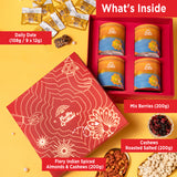 Nutty Gritties Festive Indulgence Premium Gift Box | Special Premium Dry Fruits & Nut Mixes in Reusable Tin Jars (708g))