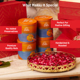 Nutty Gritties Festive Indulgence Premium Gift Box | Special Premium Dry Fruits & Nut Mixes in Reusable Tin Jars (708g))