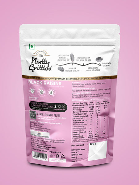 Black Raisins | Naturally Sweet & Fruity | 200 g