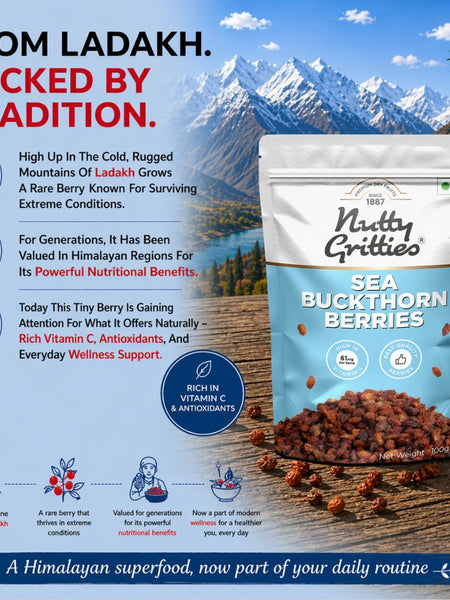 Nutty Gritties Sea Buckthorn Berries 100g | Made in India | Sourced from Ladakh