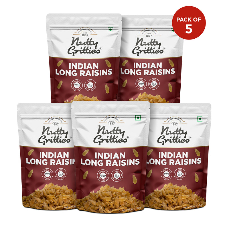 Indian Long Raisins (Pack of 5, 200 g Each ) 1kg