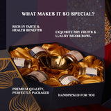 LUXE EDITION Premium Dry Fruit Gift Box | Curated Selection of Jumbo Dates, Cashews, Almonds, Raisins, Pecans & Pistachios | Includes Elegant Brass Finish Bowl |1.15kg |