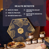 LUXE EDITION Premium Dry Fruit Gift Box | Curated Selection of Jumbo Dates, Cashews, Almonds, Raisins, Pecans & Pistachios | Includes Elegant Brass Finish Bowl |1.15kg |