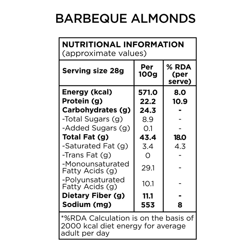 Barbeque Almonds (Pack of 6X40g each) 240g