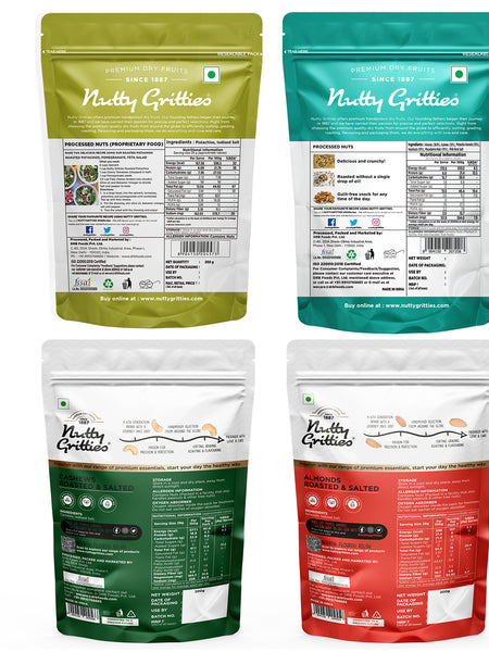Combo Pack - Roasted Salted Nuts ( Each Pack 200g ) - 800g