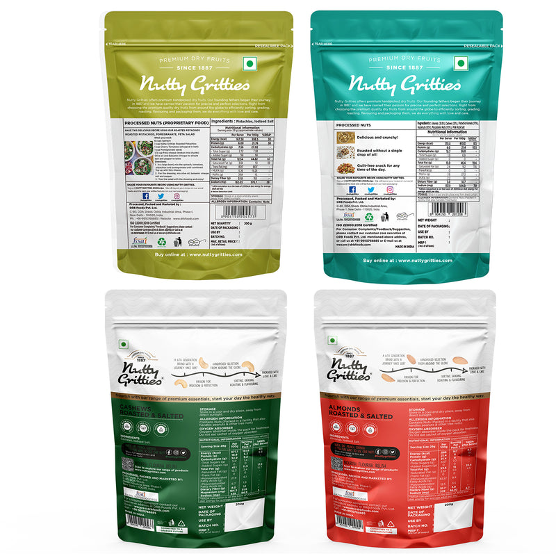 Combo Pack - Roasted Salted Nuts ( Each Pack 200g ) - 800g