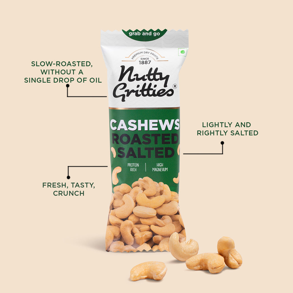 Cashews Roasted, Lightly Salted (Pack 6, 40g each)