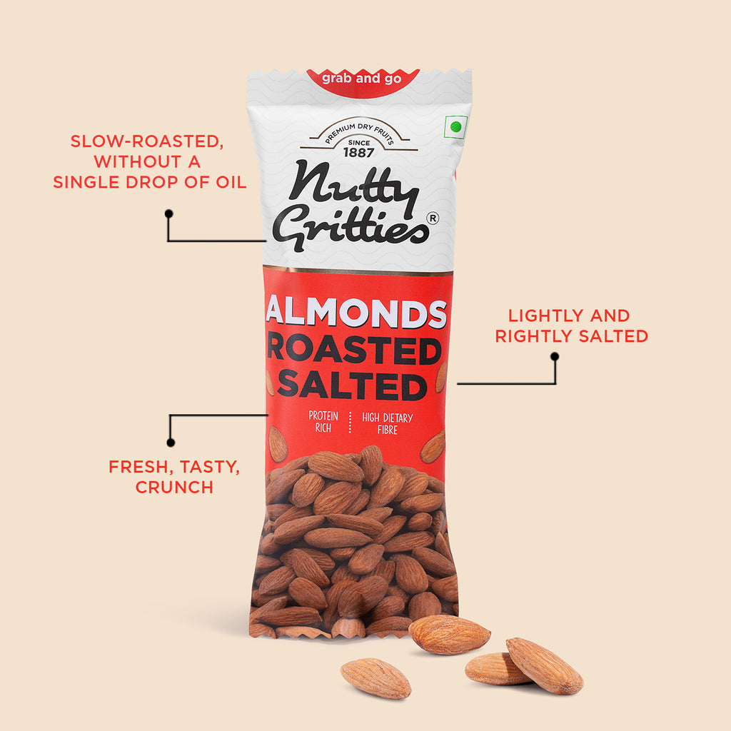 California Almonds Roasted, Lightly Salted (Pack of 6, 40g each)